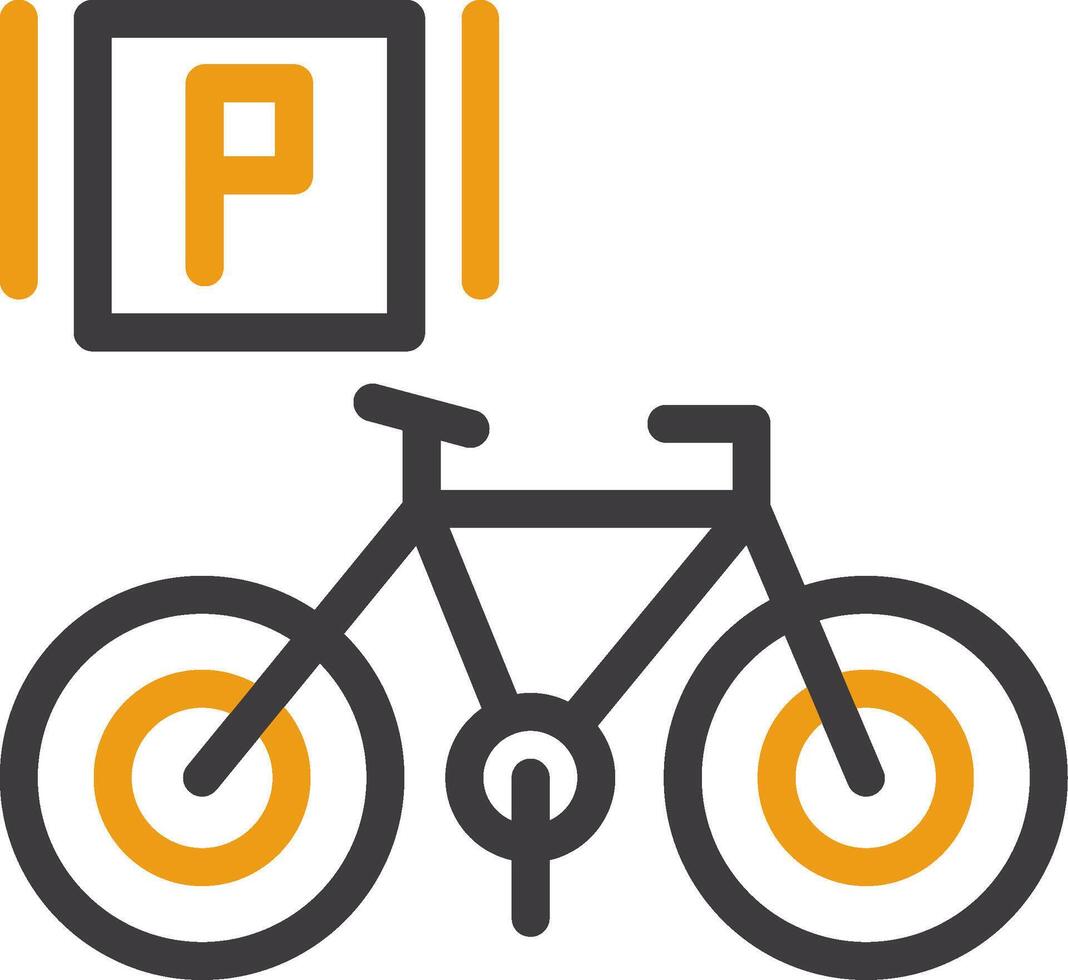 bicicleta estacionamiento línea circulo icono vector