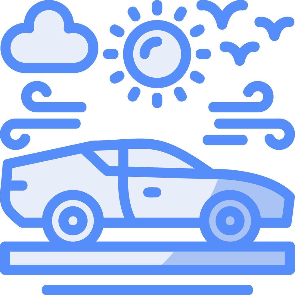 coche línea lleno azul icono vector