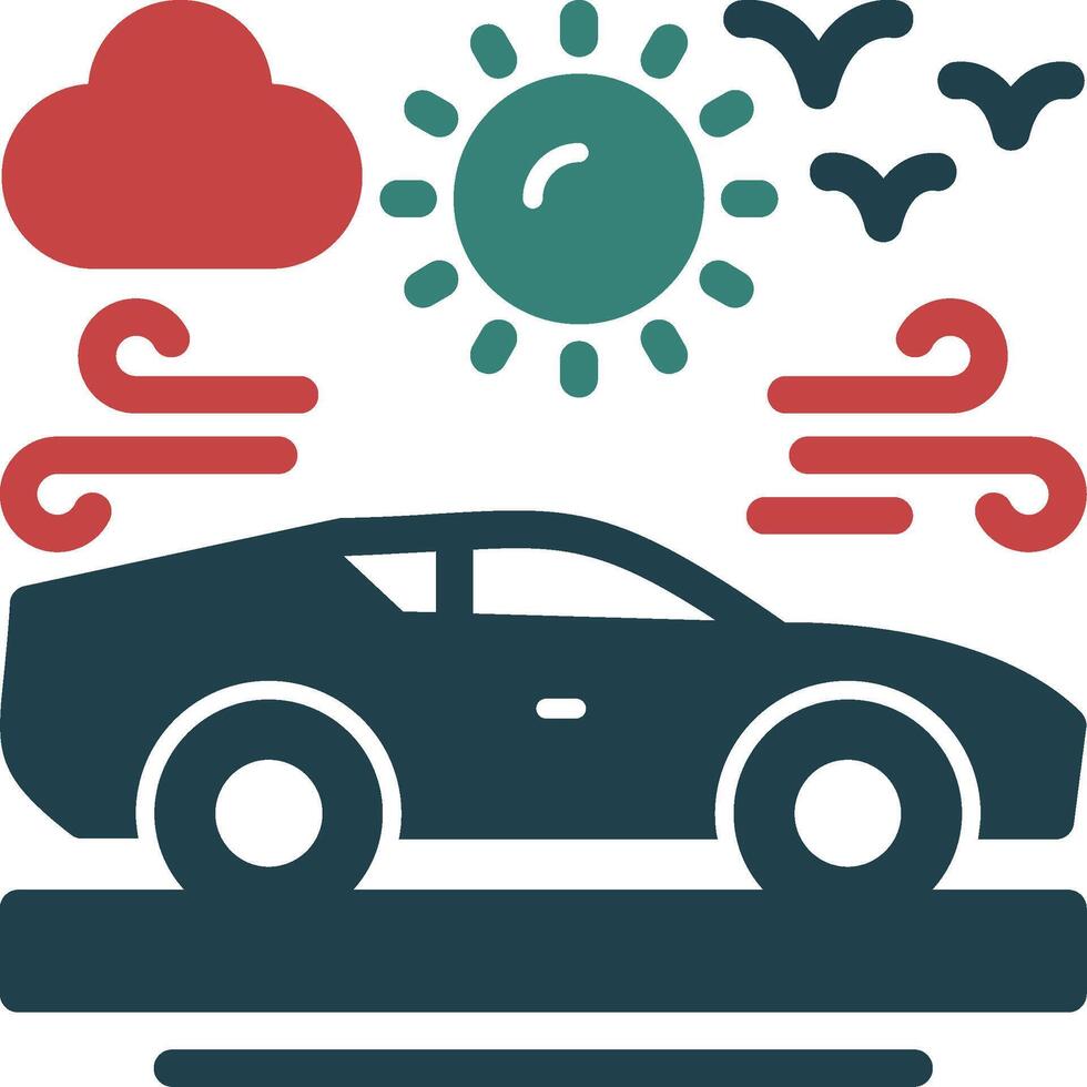 icono de dos colores de glifo de coche vector