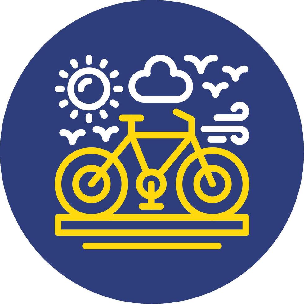 Bicycle Dual Line Circle Icon vector