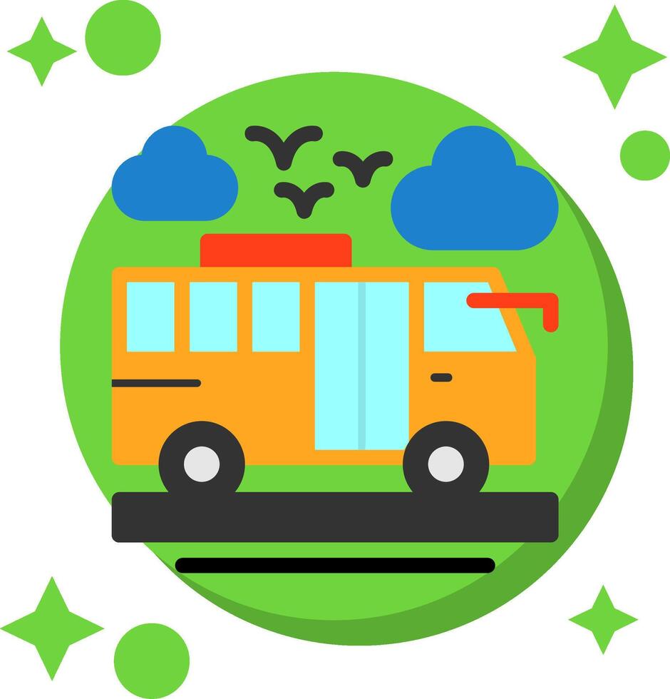 Bus Tailed Color Icon vector