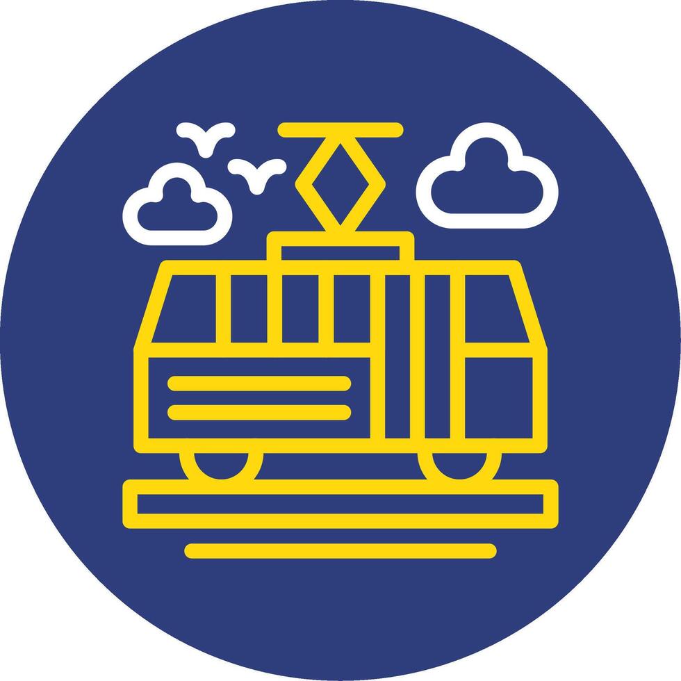Tram Dual Line Circle Icon vector