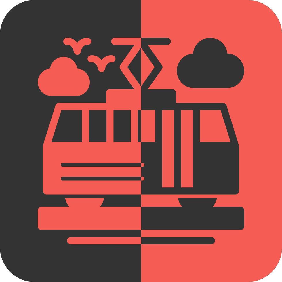 Tram Red Inverse Icon vector