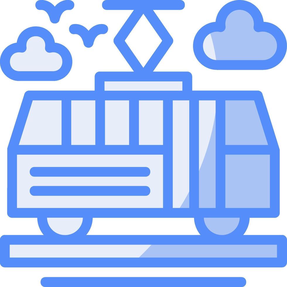 Tram Line Filled Blue Icon vector