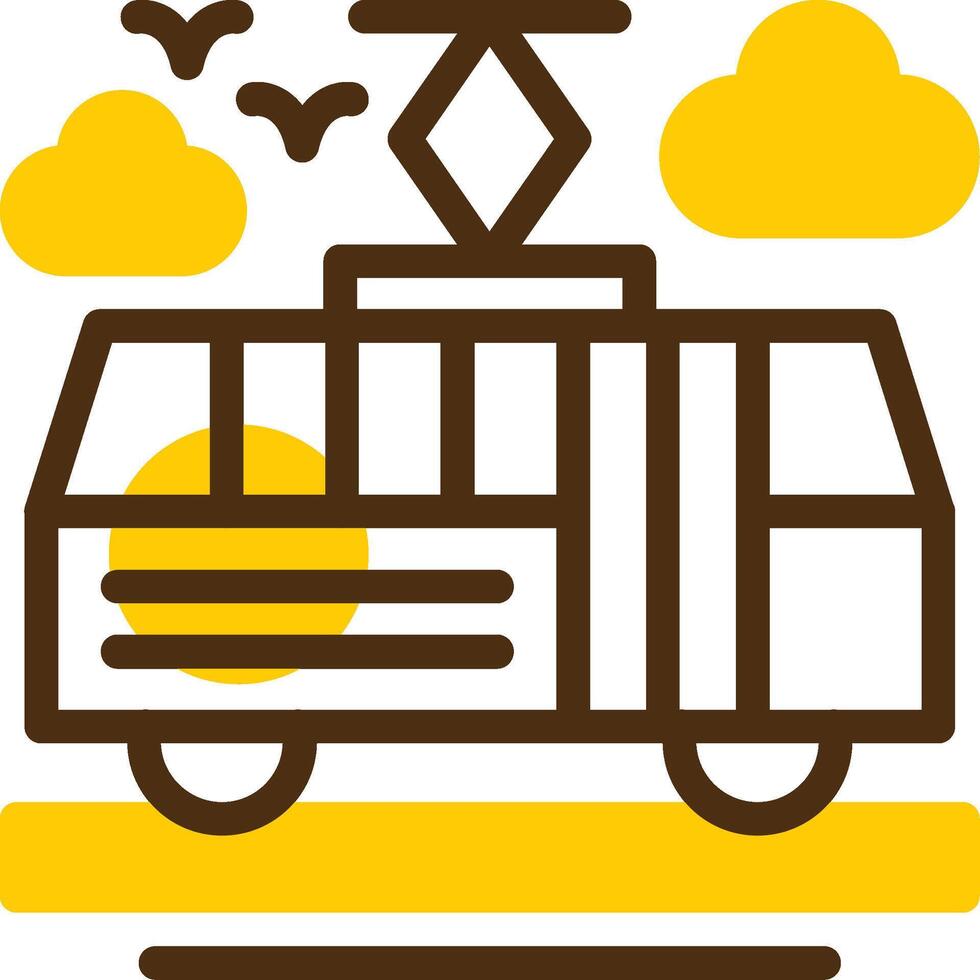Tram Yellow Lieanr Circle Icon vector