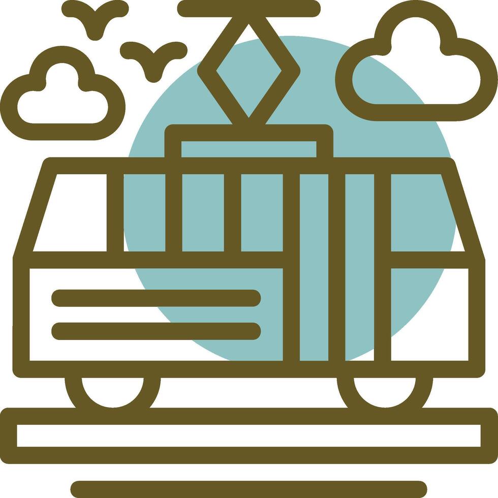 Tram Linear Circle Icon vector