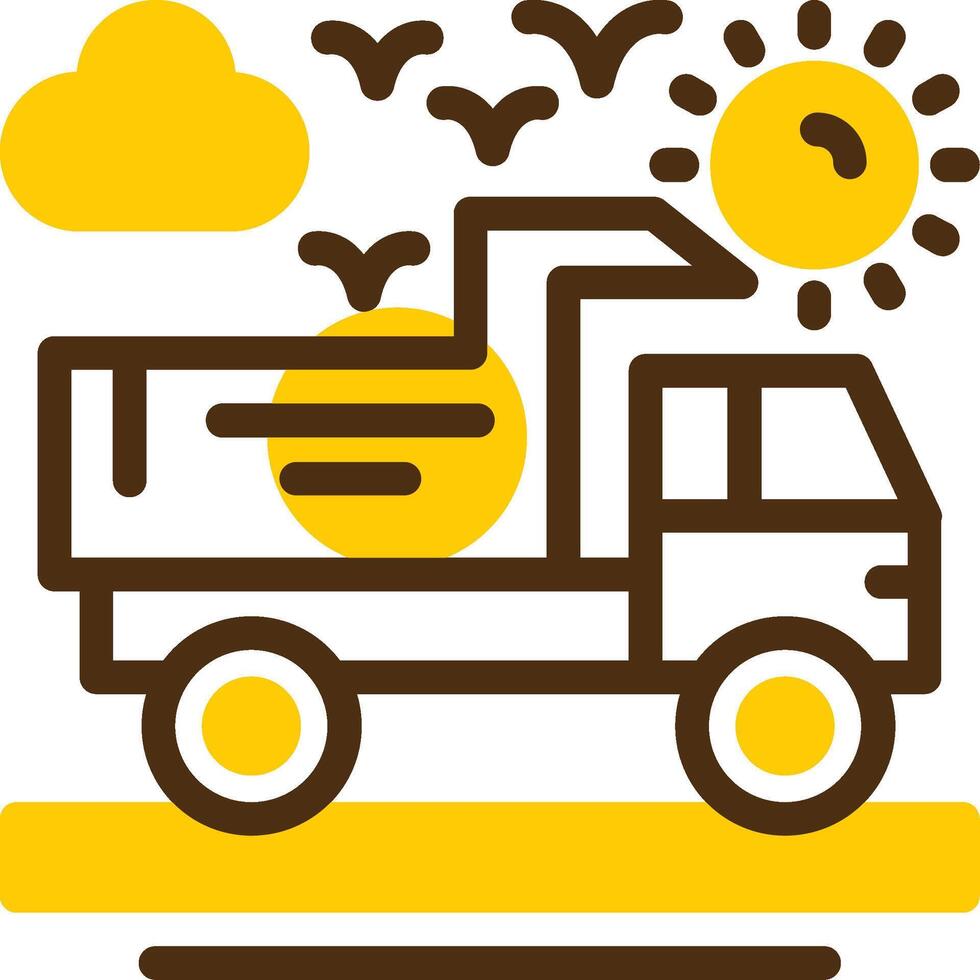 Truck Yellow Lieanr Circle Icon vector