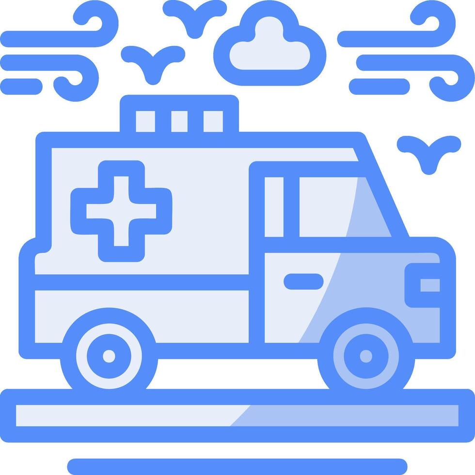 Ambulance Line Filled Blue Icon vector