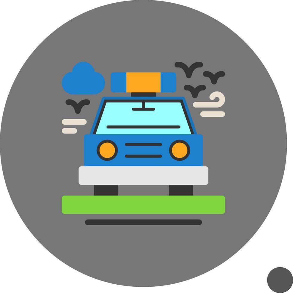 Police car Flat Shadow Icon vector