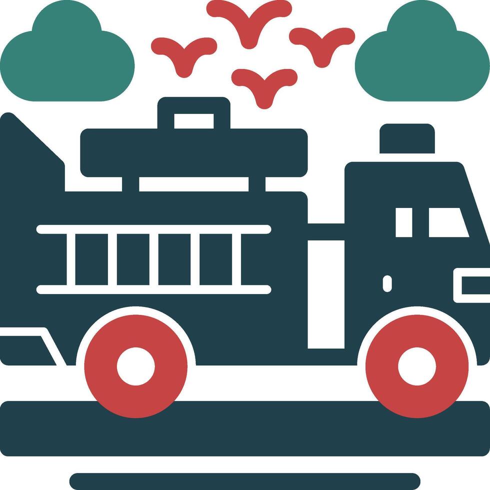 Fire truck Glyph Two Color Icon vector