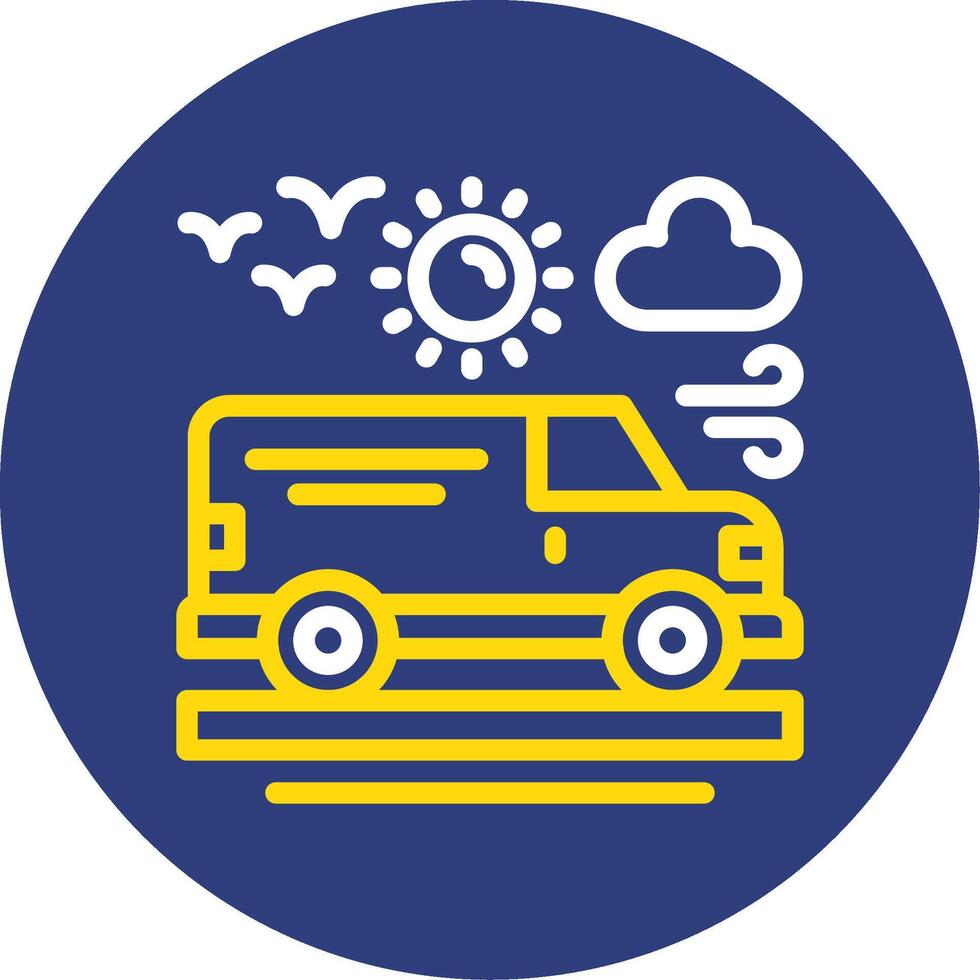 Van Dual Line Circle Icon vector