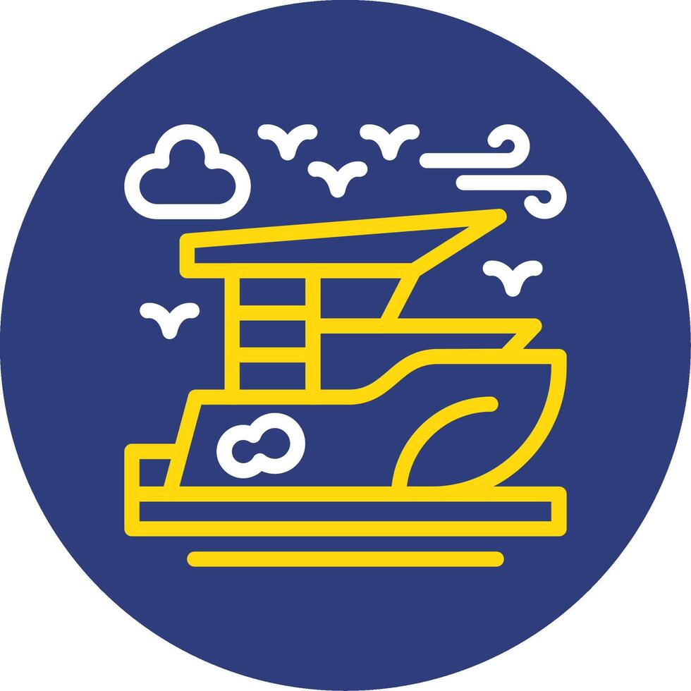 Boat Dual Line Circle Icon vector