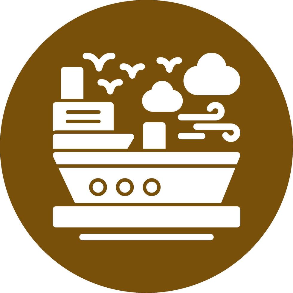 Ship Line Circle Icon vector