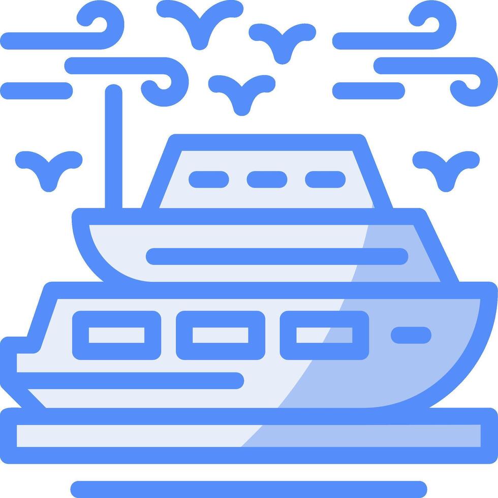 Cruise ship Line Filled Blue Icon vector