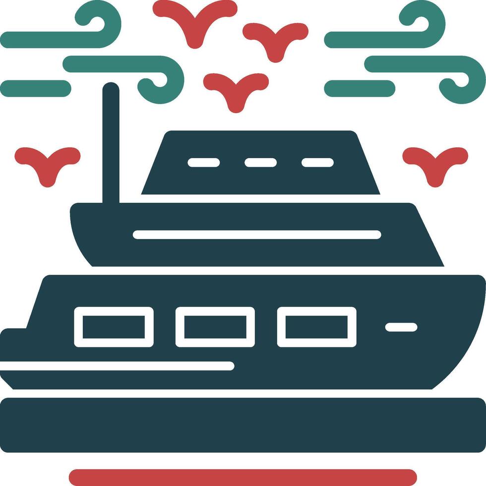 crucero Embarcacion glifo dos color icono vector