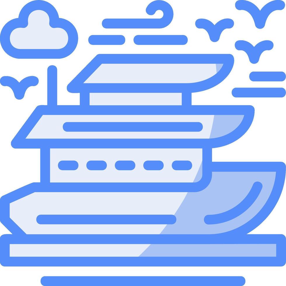 Yacht Line Filled Blue Icon vector