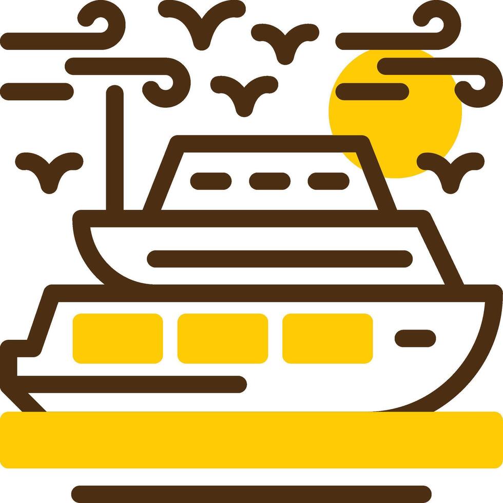 Cruise ship Yellow Lieanr Circle Icon vector