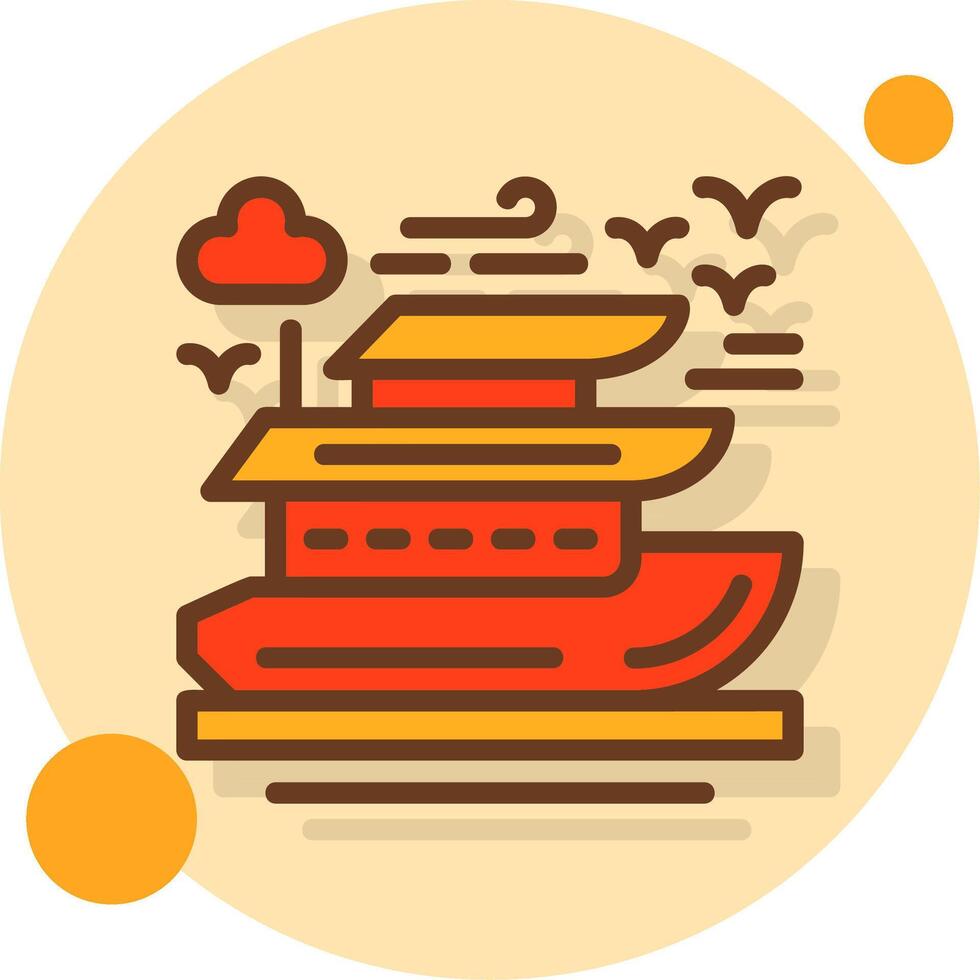 Yacht Filled Shadow Circle Icon vector