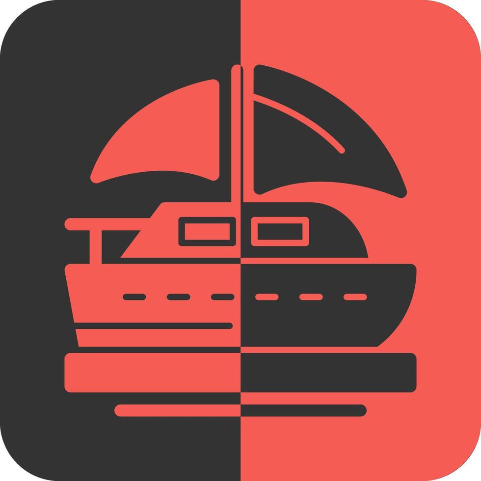 Sailboat Red Inverse Icon vector