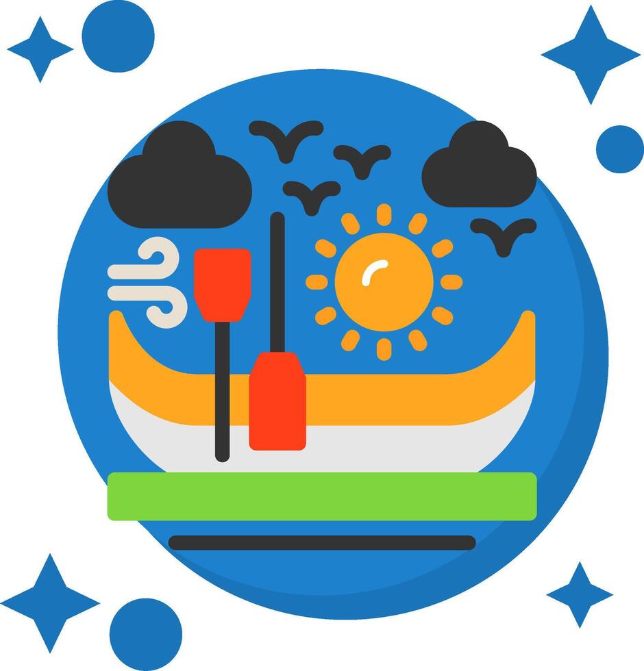 Canoe Tailed Color Icon vector