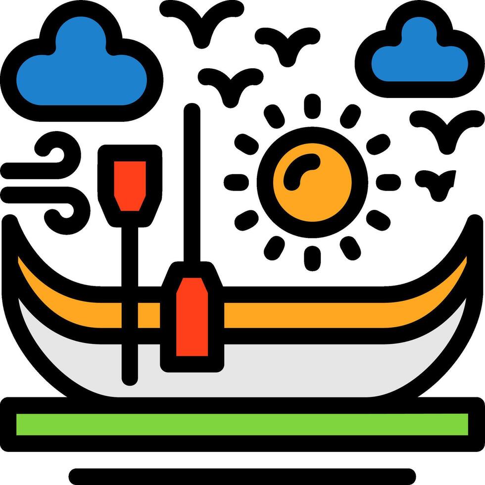 Canoe Line Filled Icon vector
