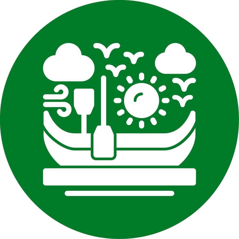 canoa glifo circulo icono vector