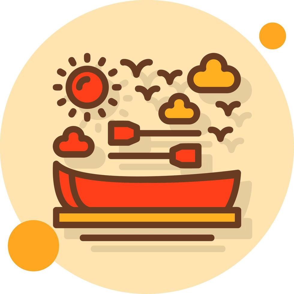 Rowboat Filled Shadow Circle Icon vector