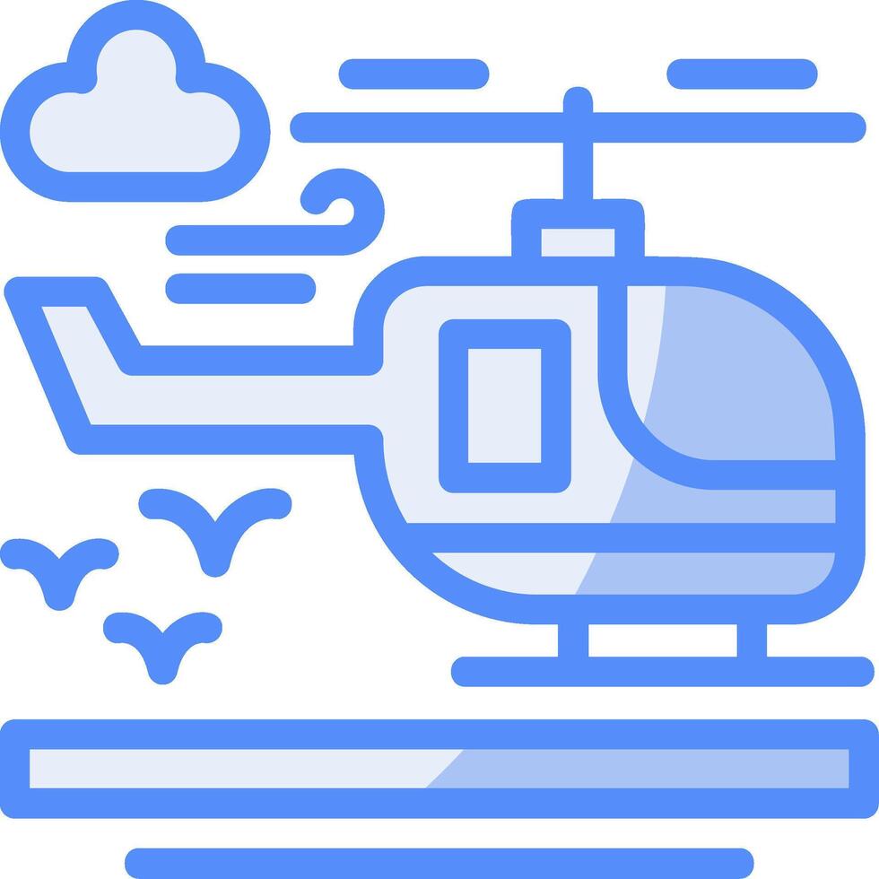 Helicopter Line Filled Blue Icon vector