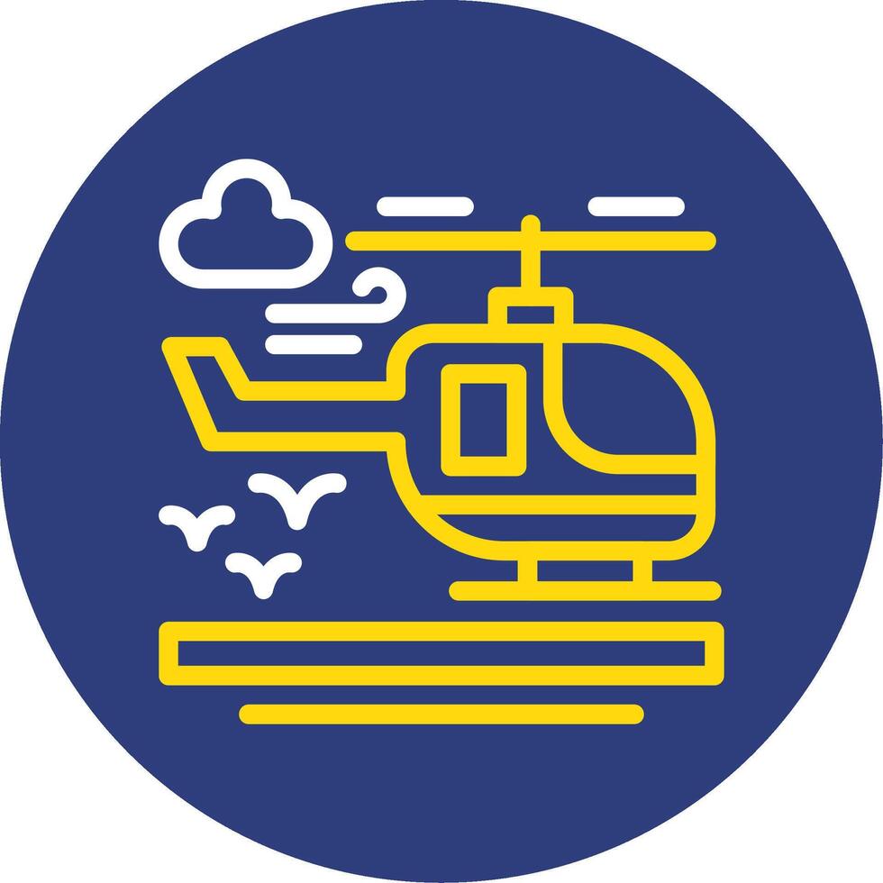 Helicopter Dual Line Circle Icon vector