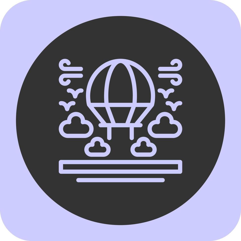 Parachute Linear Round Icon vector