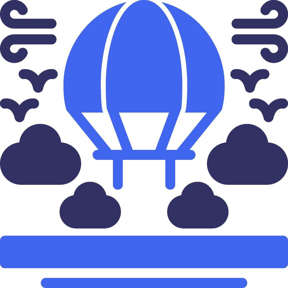 Parachute Solid Two Color Icon vector