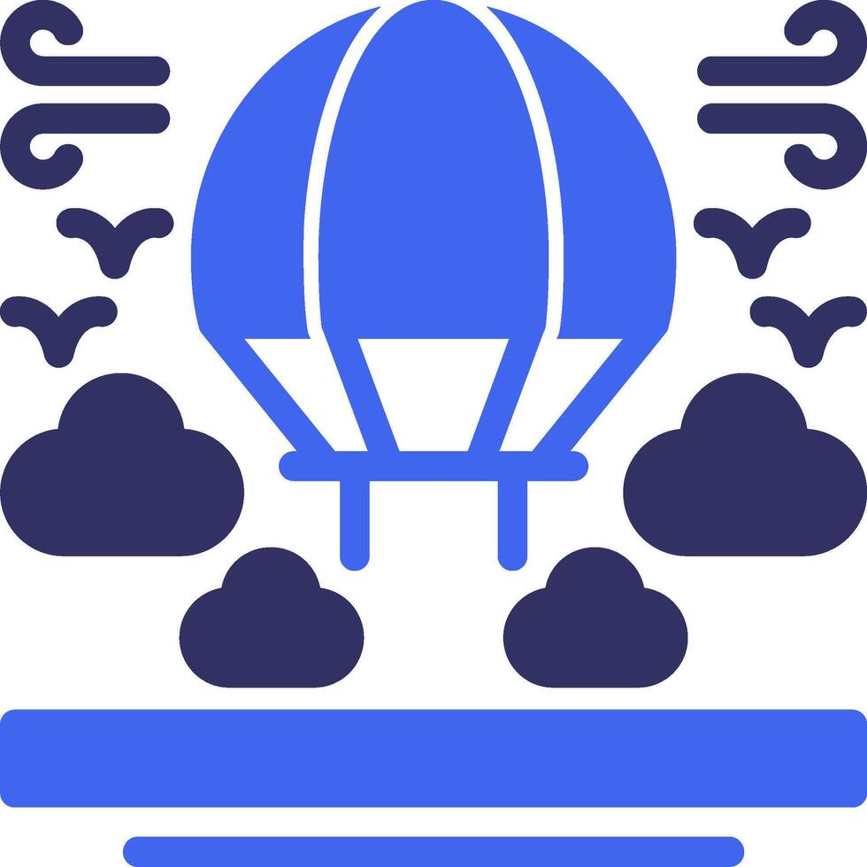 Parachute Solid Two Color Icon vector