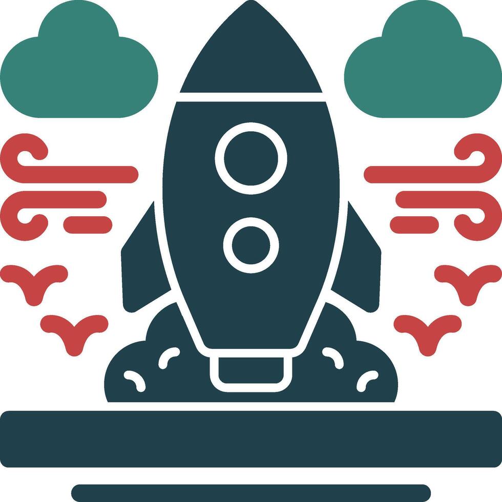 Rocket Glyph Two Color Icon vector