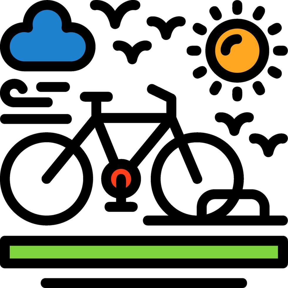 bicicleta estante línea lleno icono vector