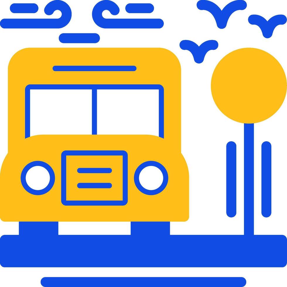 Bus stop Flat Two Color Icon vector