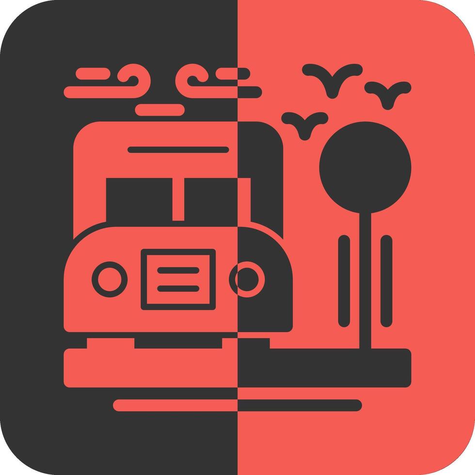 Bus stop Red Inverse Icon vector