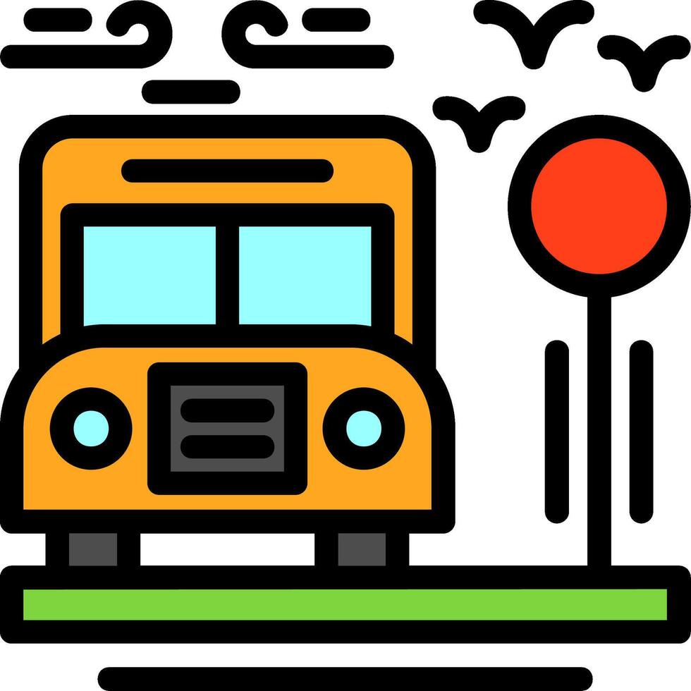 Bus stop Line Filled Icon vector