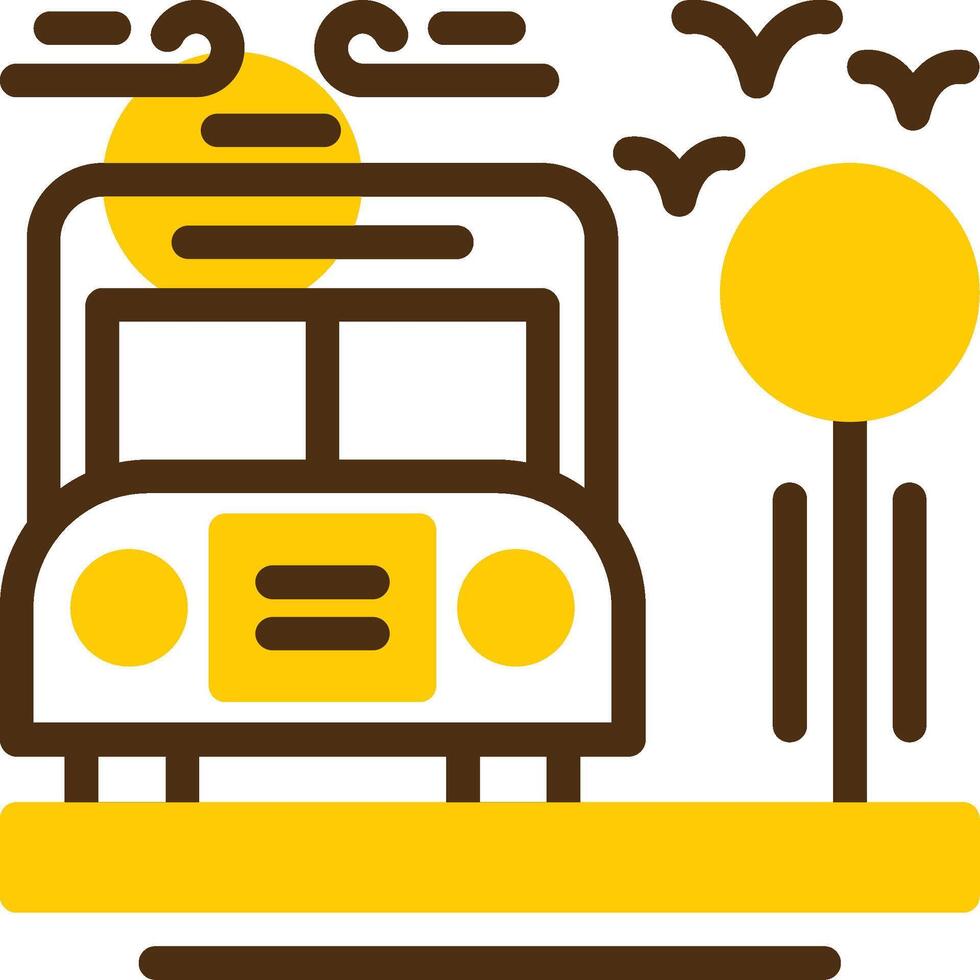 Bus stop Yellow Lieanr Circle Icon vector
