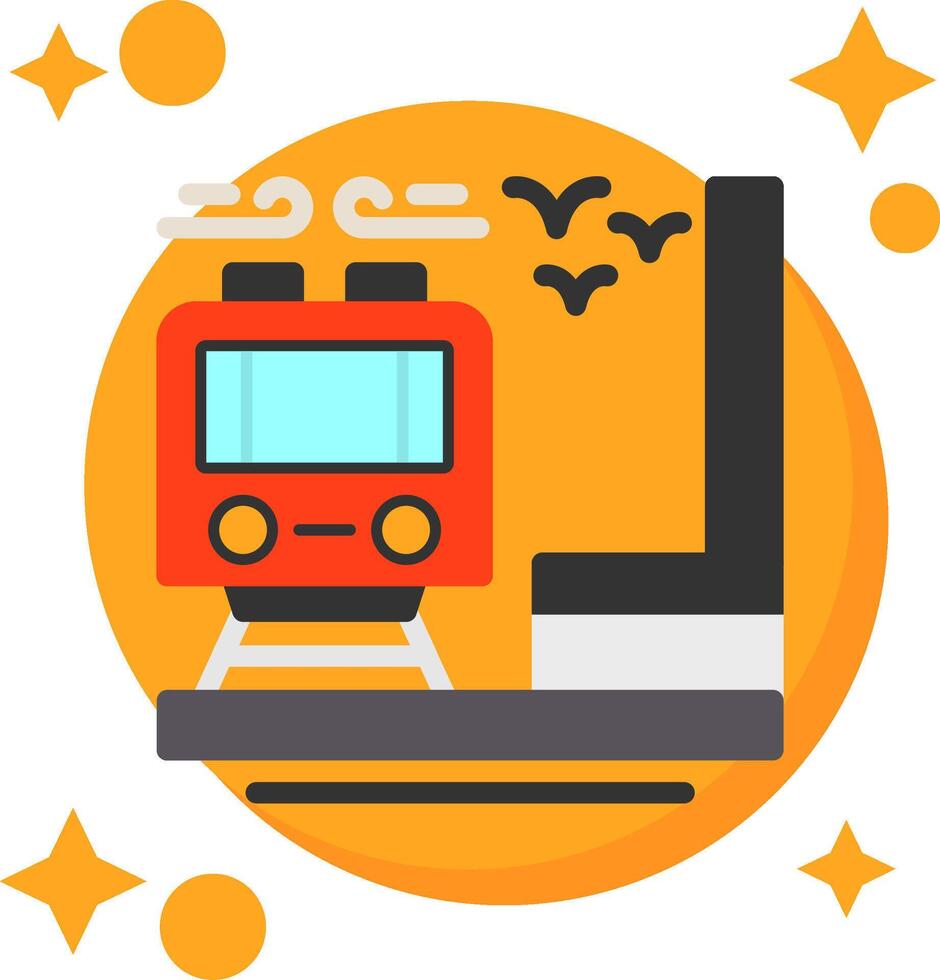 Train station Tailed Color Icon vector