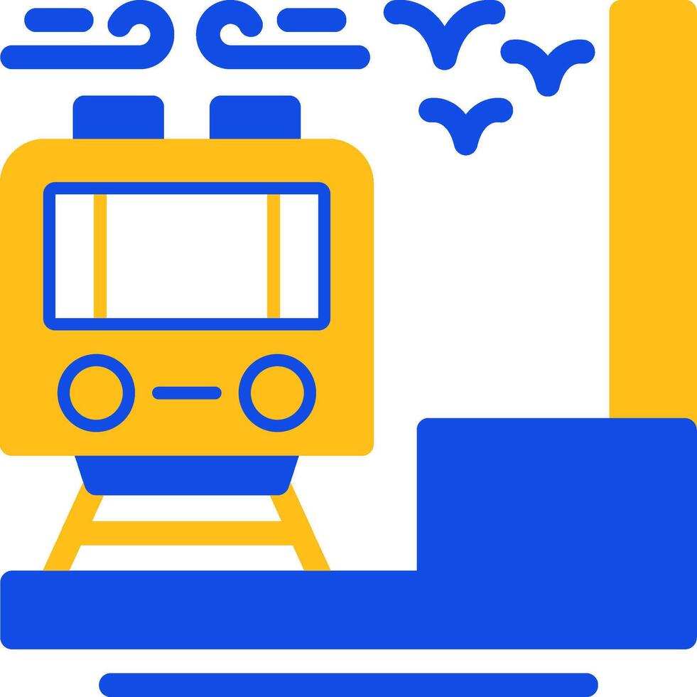 tren estación plano dos color icono vector
