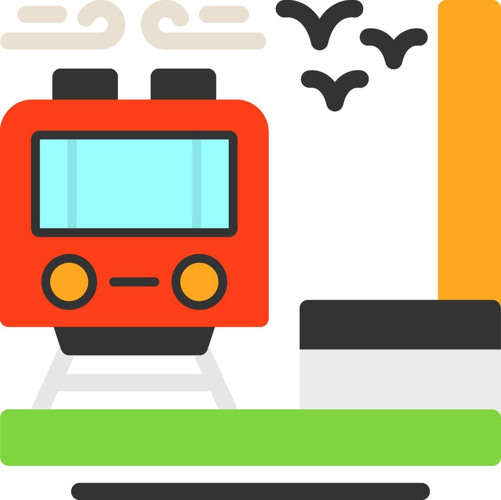 tren estación plano icono vector