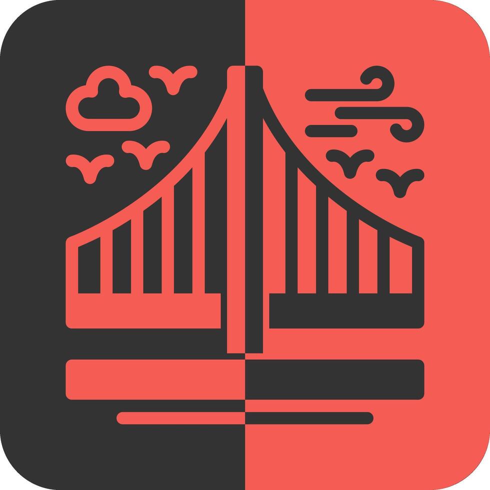 puente rojo inverso icono vector