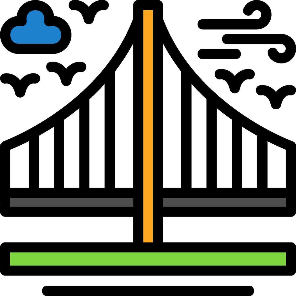 Bridge Line Filled Icon vector