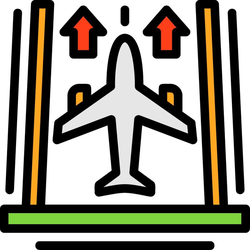 Airport runway Line Filled Icon vector