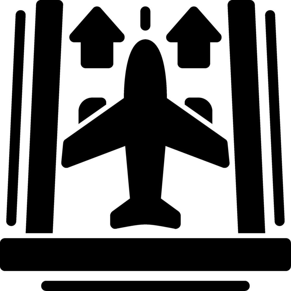 aeropuerto pista glifo icono vector