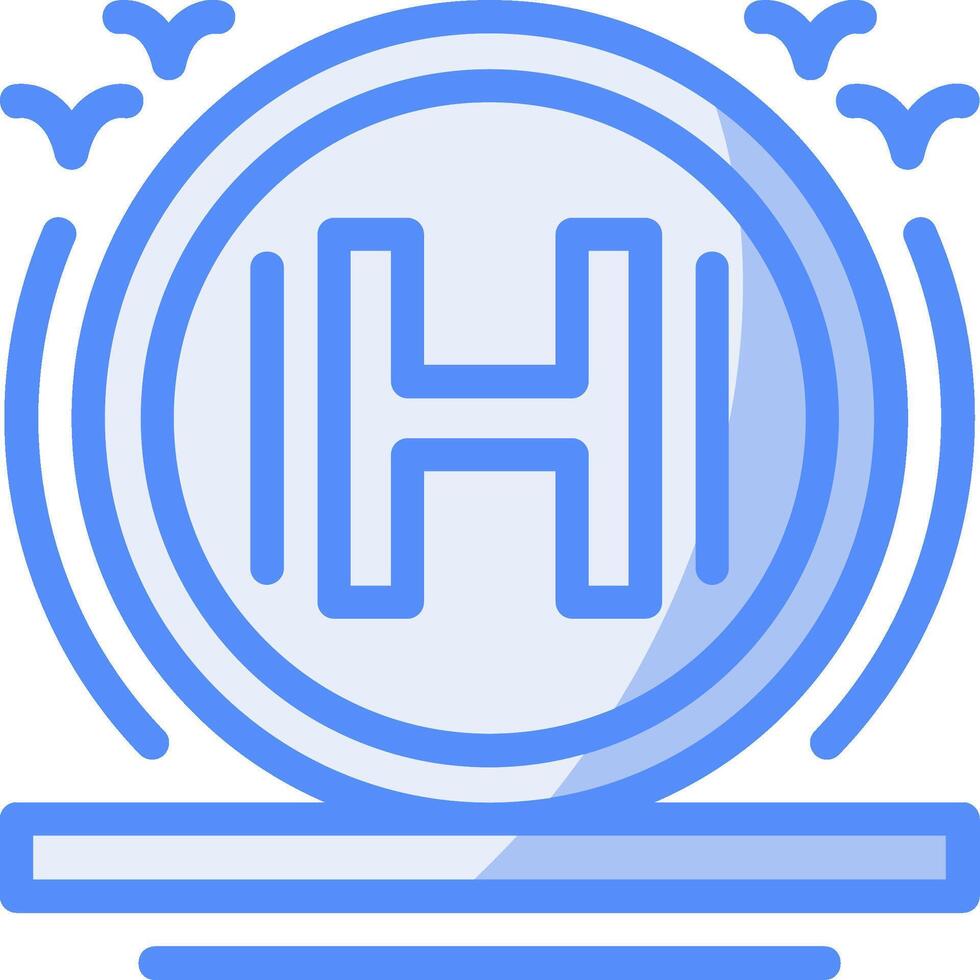 Helipad Line Filled Blue Icon vector