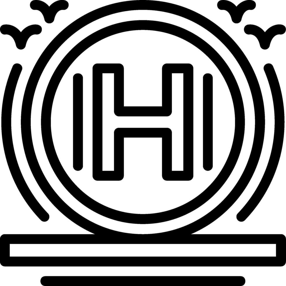 Helipad Line Icon vector