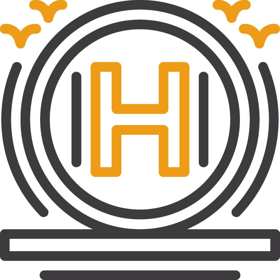 Helipad Line Circle Icon vector