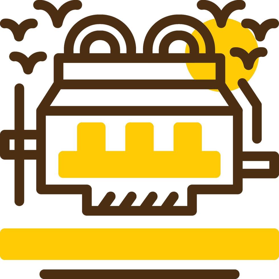Car engine Yellow Lieanr Circle Icon vector