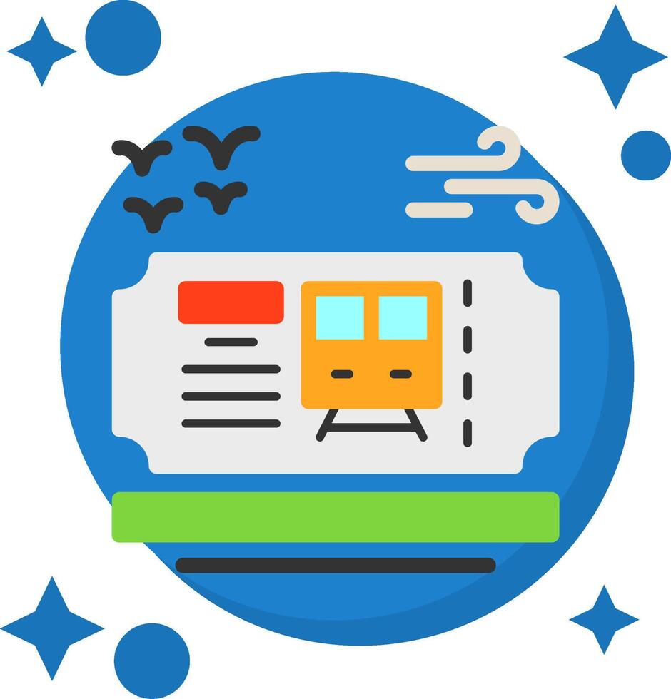 Train ticket Tailed Color Icon vector